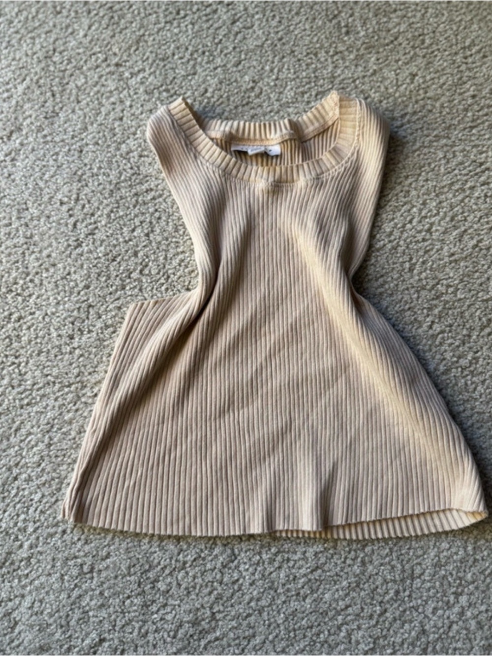 Topshop Ribbed Crop Tank in Beige sexy casual tee sleeveless soft